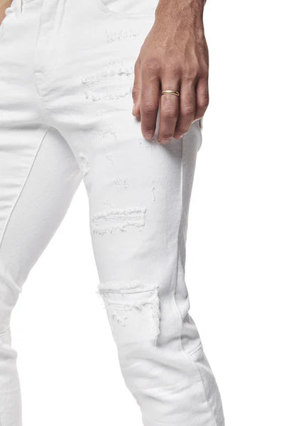 Smoke Rise - Vintage Washed Slim Fit Jeans (White)