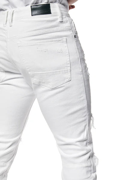 Smoke Rise - Vintage Washed Slim Fit Jeans (White)