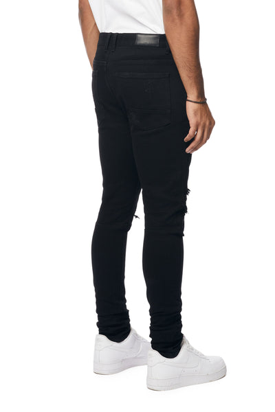 Smoke Rise - Vintage Washed Slim Tapered Jeans (Black)