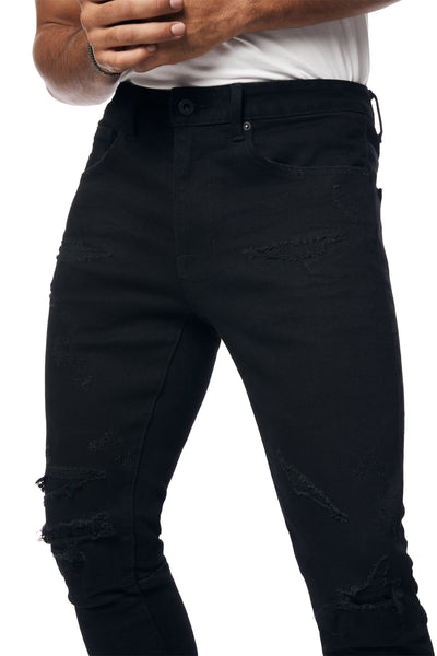 Smoke Rise - Vintage Washed Slim Tapered Jeans (Black)