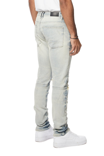 Smoke Rise - Wave Effect Slim Fit Jeans (Leo Blue)
