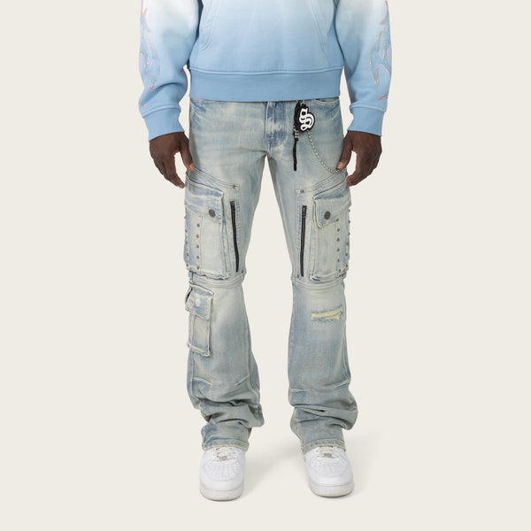 Lavender Smoke Rise - Utility Jean W/ Studs (Baltic Blue)