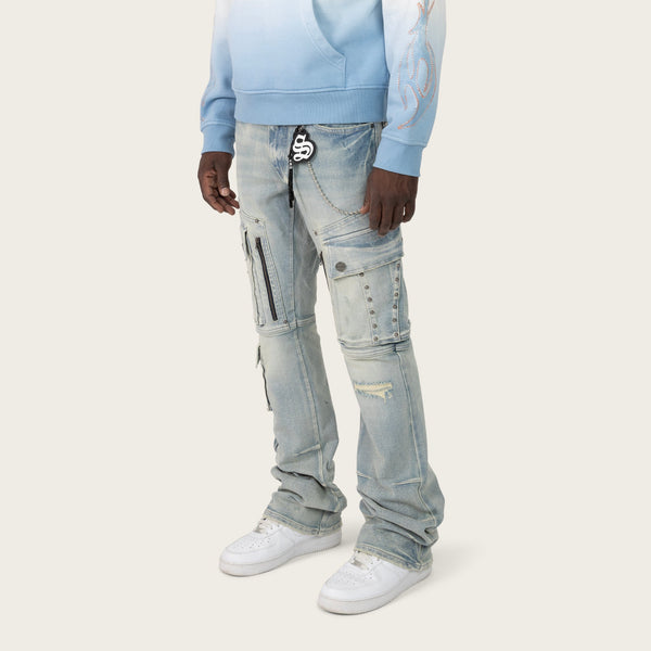 Lavender Smoke Rise - Utility Jean W/ Studs (Baltic Blue)