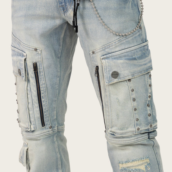 Lavender Smoke Rise - Utility Jean W/ Studs (Baltic Blue)