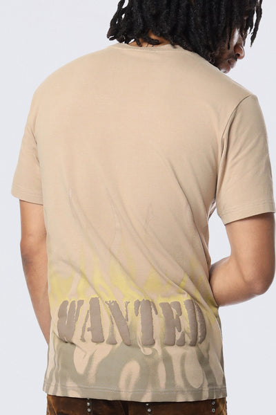 Smoke Rise - Flocked Print Tee (Sandstone)