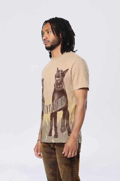 Smoke Rise - Flocked Print Tee (Sandstone)