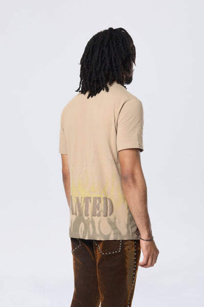 Smoke Rise - Flocked Print Tee (Sandstone)