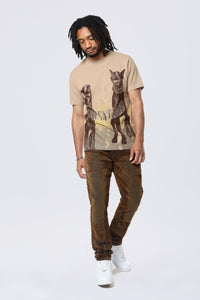 Smoke Rise - Flocked Print Tee (Sandstone)