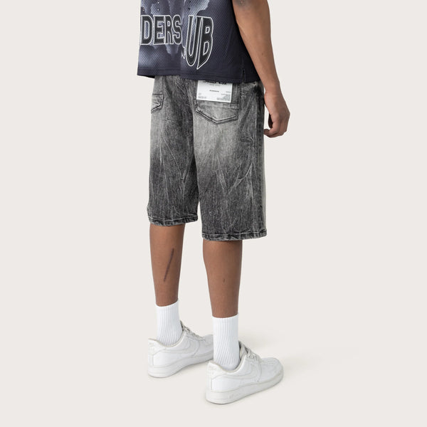 Lavender Smoke Rise - Vintage Washed Denim Shorts (Shade Black)