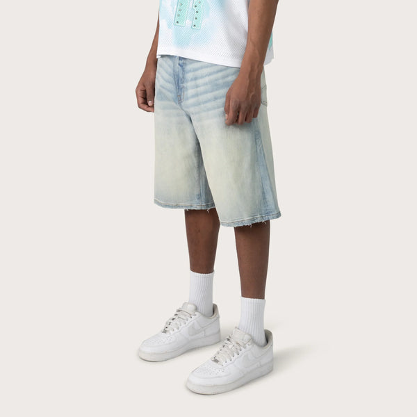 Lavender Smoke Rise - Vintage Washed Denim Shorts (Speckle Blue)