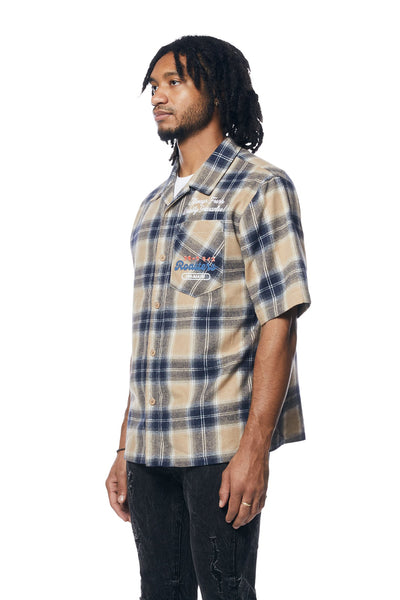 Smoke Rise - Patchwork Plaid Shirt (Khaki)