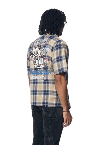 Smoke Rise - Patchwork Plaid Shirt (Khaki)