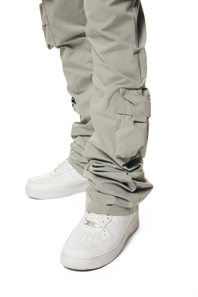 Smoke Rise - Utility Nylon Stacked Cargo Pants (Light Grey)