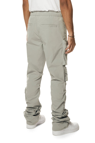 Smoke Rise - Utility Nylon Stacked Cargo Pants (Light Grey)