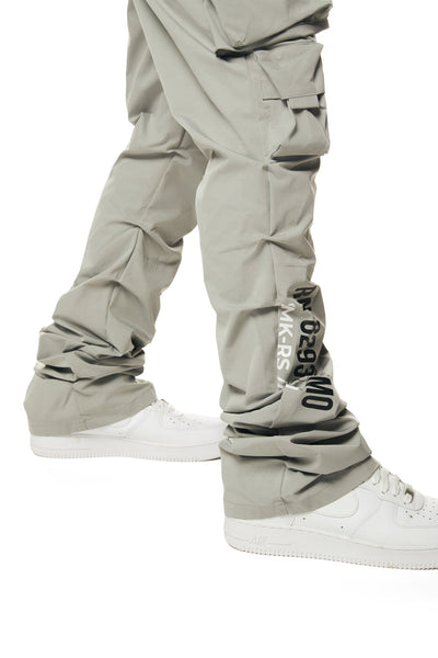 Smoke Rise - Utility Nylon Stacked Cargo Pants (Light Grey)