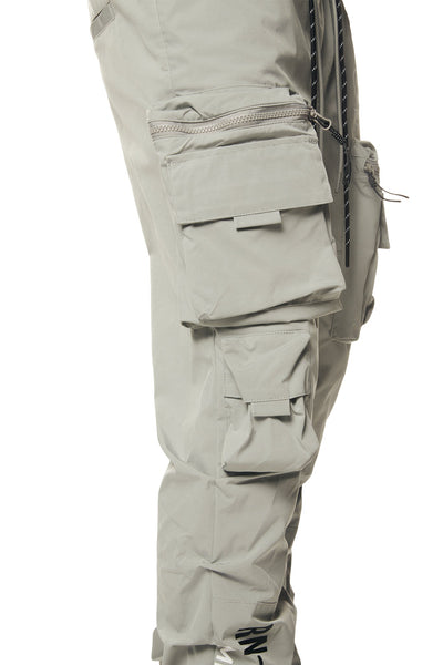 Smoke Rise - Utility Nylon Stacked Cargo Pants (Light Grey)