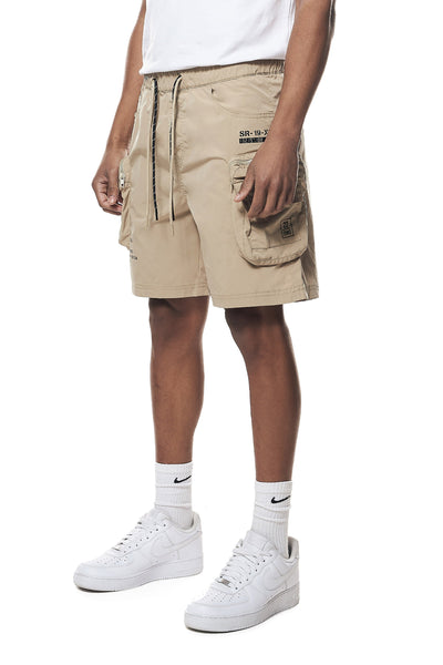 Smoke Rise - Printed Utility Lounge Nylon Shorts (Khaki)
