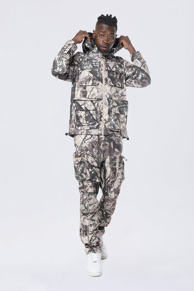 Smoke Rise - Utility Pocket Nylon Jacket (Olive Hunting Camo)