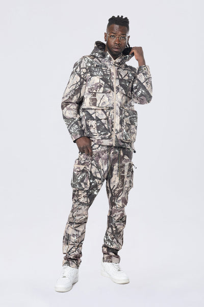 Smoke Rise - Utility Pocket Nylon Jacket (Olive Hunting Camo)