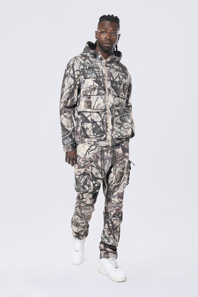 Smoke Rise - Utility Pocket Nylon Jacket (Olive Hunting Camo)