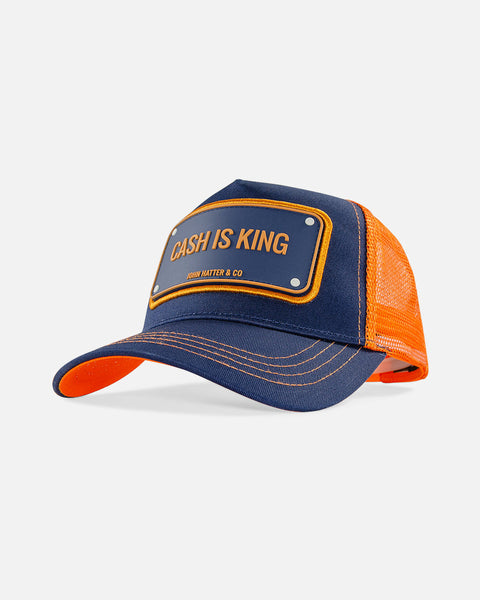 John Hatter & Co. - Cash Is King Rubber Trucker Hat (Blue/Orange)