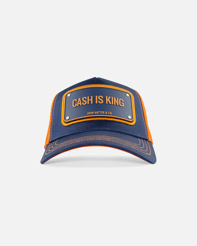 John Hatter & Co. - Cash Is King Rubber Trucker Hat (Blue/Orange)