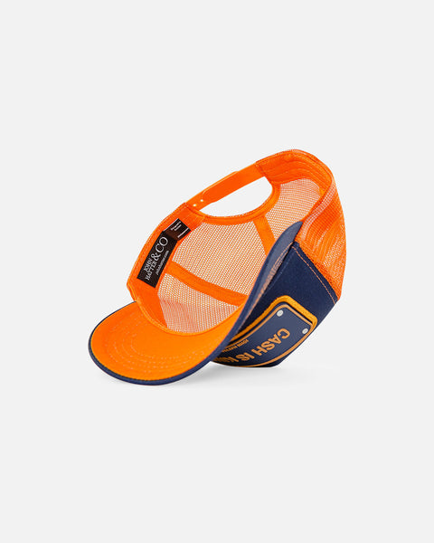 John Hatter & Co. - Cash Is King Rubber Trucker Hat (Blue/Orange)