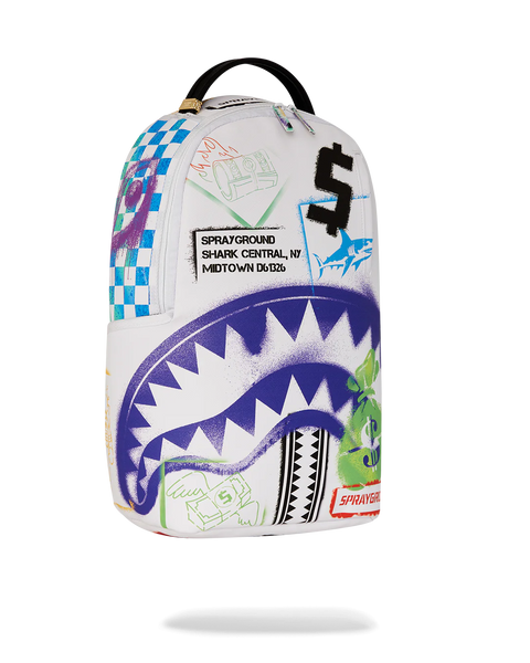 Sprayground - Shark Central Stencils Backpack (White)