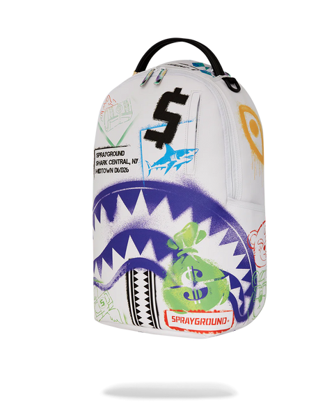 Sprayground - Shark Central Stencils Backpack (White)