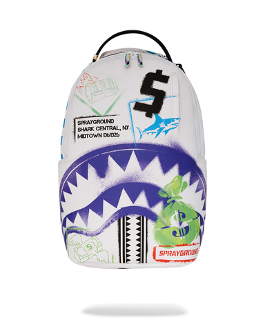 Sprayground - Shark Central Stencils Backpack (White)