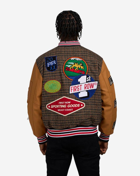 First Row - Multi Patch Varsity Jacket (BROWN)