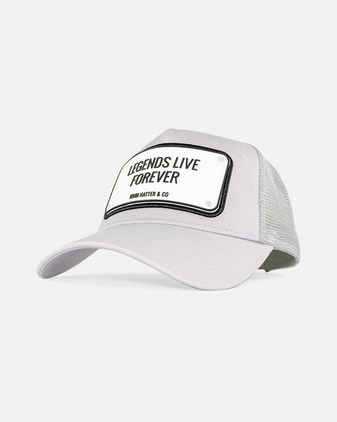 John Hatter & Co. Legends Live Forever Rubber Trucker Hat (Light Grey/White)