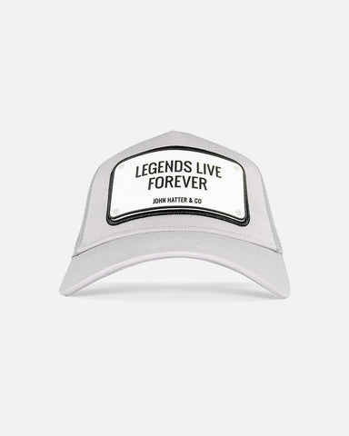 John Hatter & Co. Legends Live Forever Rubber Trucker Hat (Light Grey/White)
