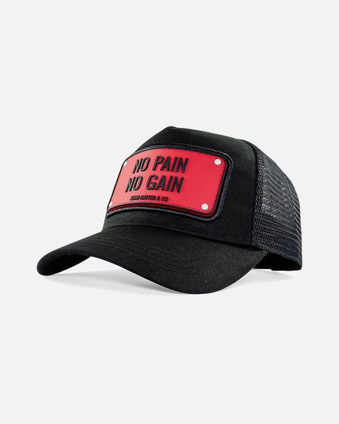 John Hatter & Co. - No Pain No Gain Rubber Trucker Hat (Black/Red)