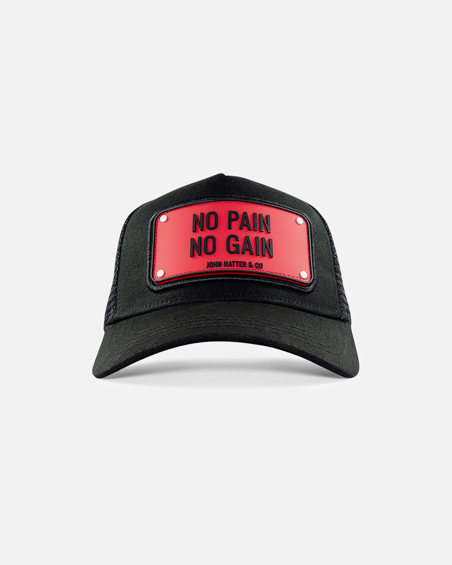 John Hatter & Co. - No Pain No Gain Rubber Trucker Hat (Black/Red)