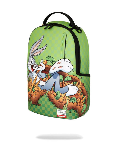 Sprayground Backpack with cartoon character design on a green background Looney Tunes