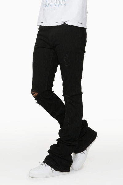 Rockstar Original - Sniper Black Super Stacked Flare Jeans (Black)