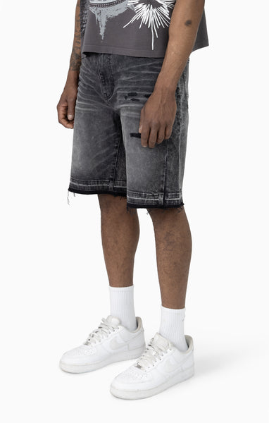 Smoke Rise - Sun Bleached Effect Shorts (Chalk Black)