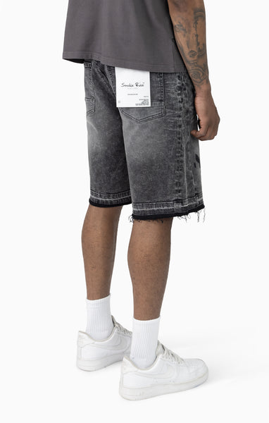 Smoke Rise - Sun Bleached Effect Shorts (Chalk Black)