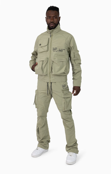 Smoke Rise - Utility Windbreaker Pant (Oil Green)