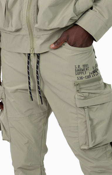 Smoke Rise - Utility Windbreaker Pant (Oil Green)