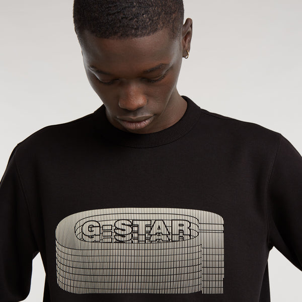 G-Star Raw - Stacked Old Skool Logo Crewneck (Black)