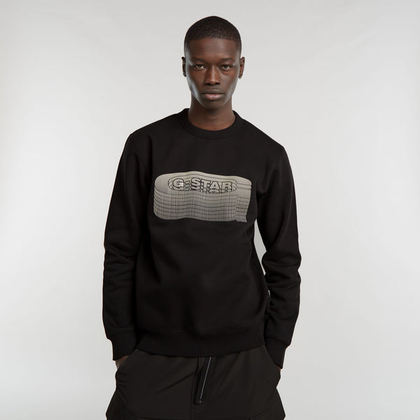 G-Star Raw - Stacked Old Skool Logo Crewneck (Black)