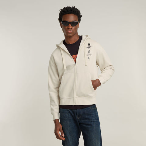 G-Star Raw - Poster Back Zip Up Sweatshirt (Whitebait)