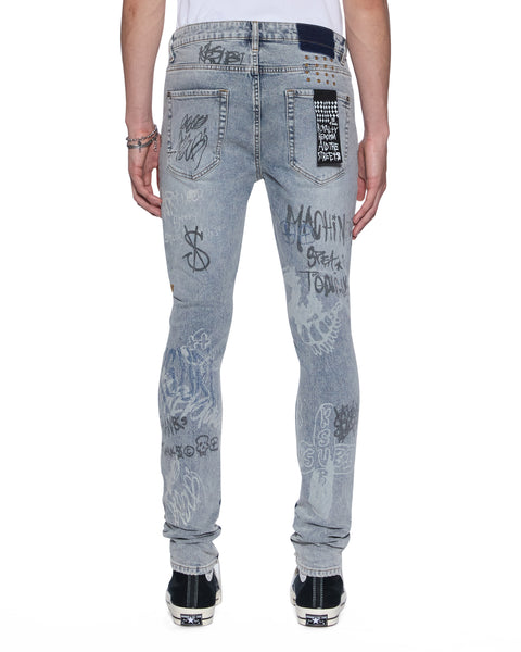 White Smoke Ksubi - Van Winkle Rogue Blue Graffiti Jeans (Denim)
