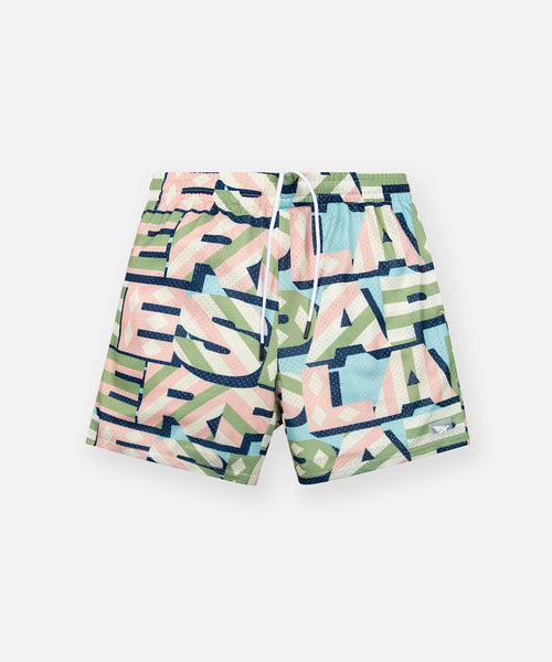 Paper Planes - Diamonds And Stripes Mesh Shorts (Pink)