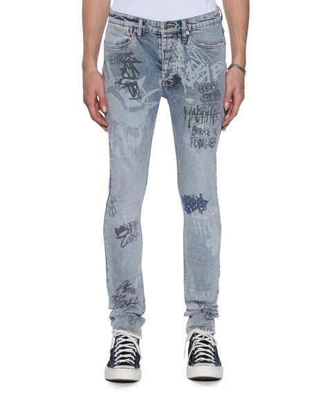 White Smoke Ksubi - Van Winkle Rogue Blue Graffiti Jeans (Denim)