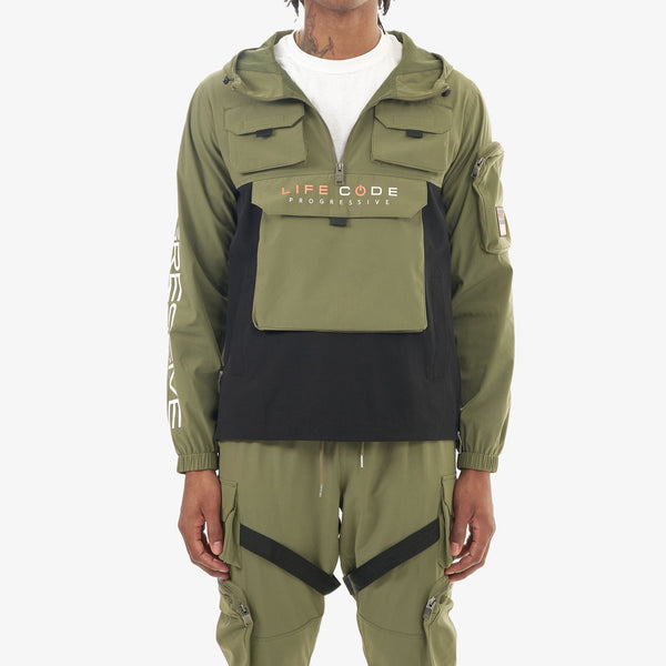 Life Code - Nylon Pullover Windbreaker (Olive)