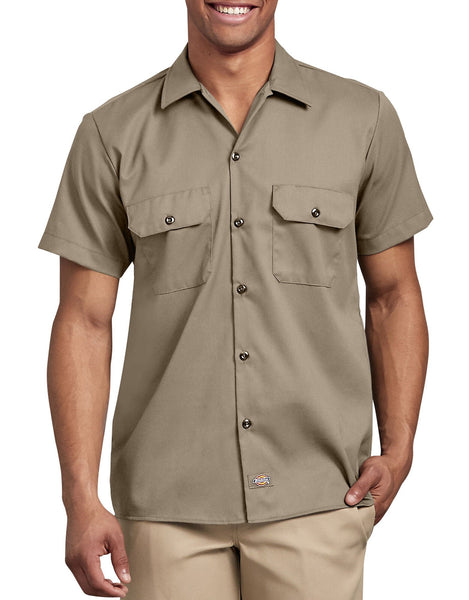 Rosy Brown Dickies - Slim Fit Short Sleeve Flex Work Shirt (Khaki)