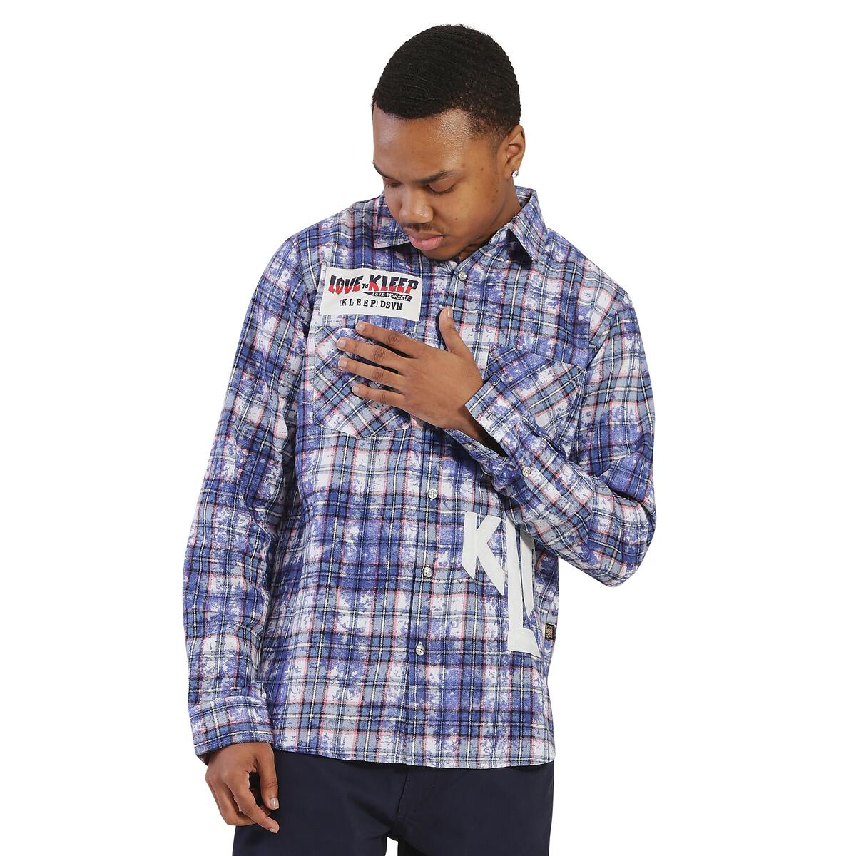 Kleep - Unik Premium Flannel Button Down Shirt (Blue/White)